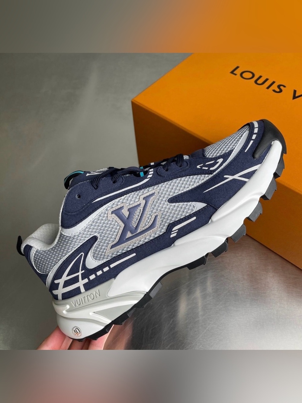 Louis Vuitton Men's Navy & Gray LV Runway Sneaker